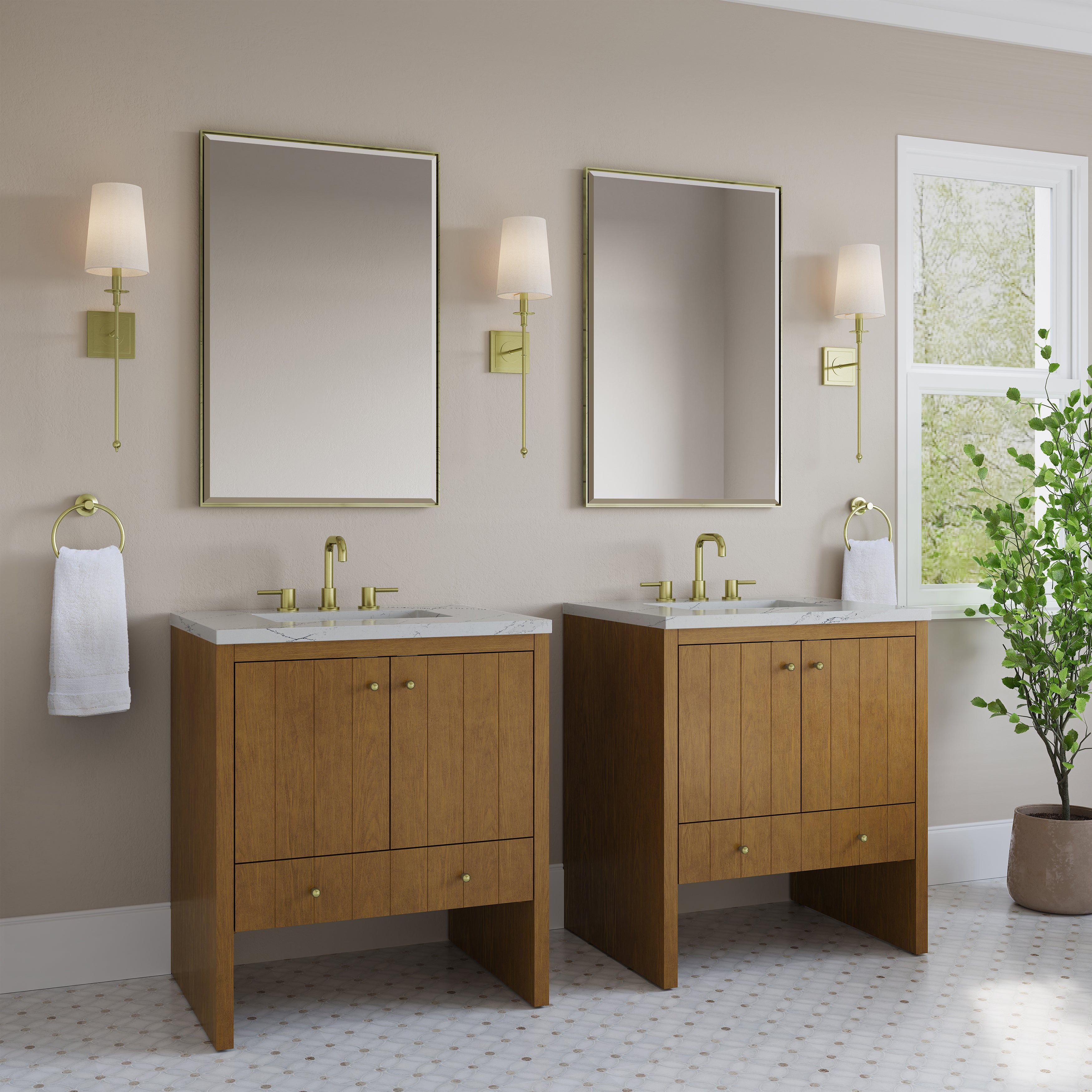 James Martin Hudson 30" Single Vanity in Honey Oak with 3cm Countertop