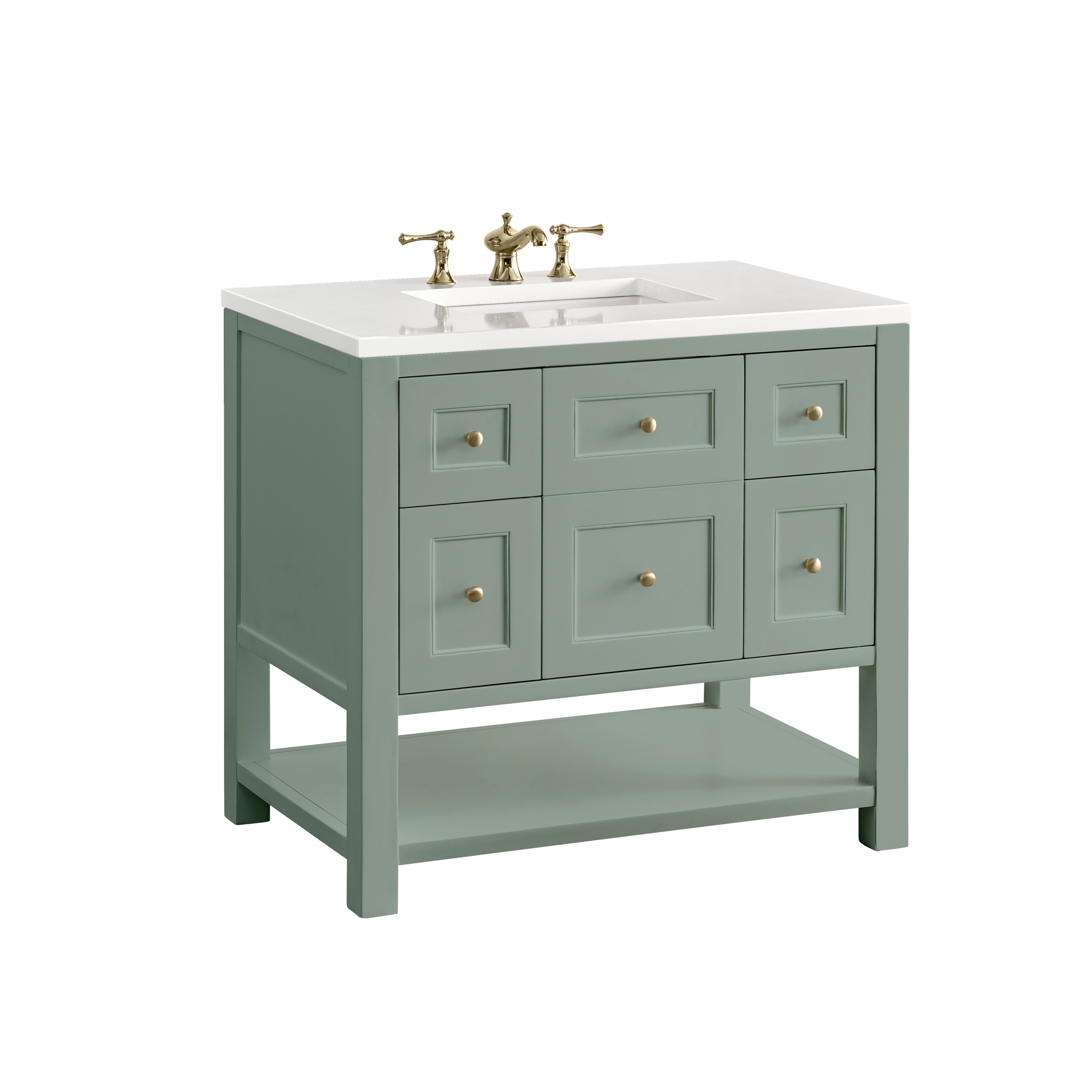 James Martin Breckenridge 36" Single Vanity in Smokey Celadon with 3cm Countertop