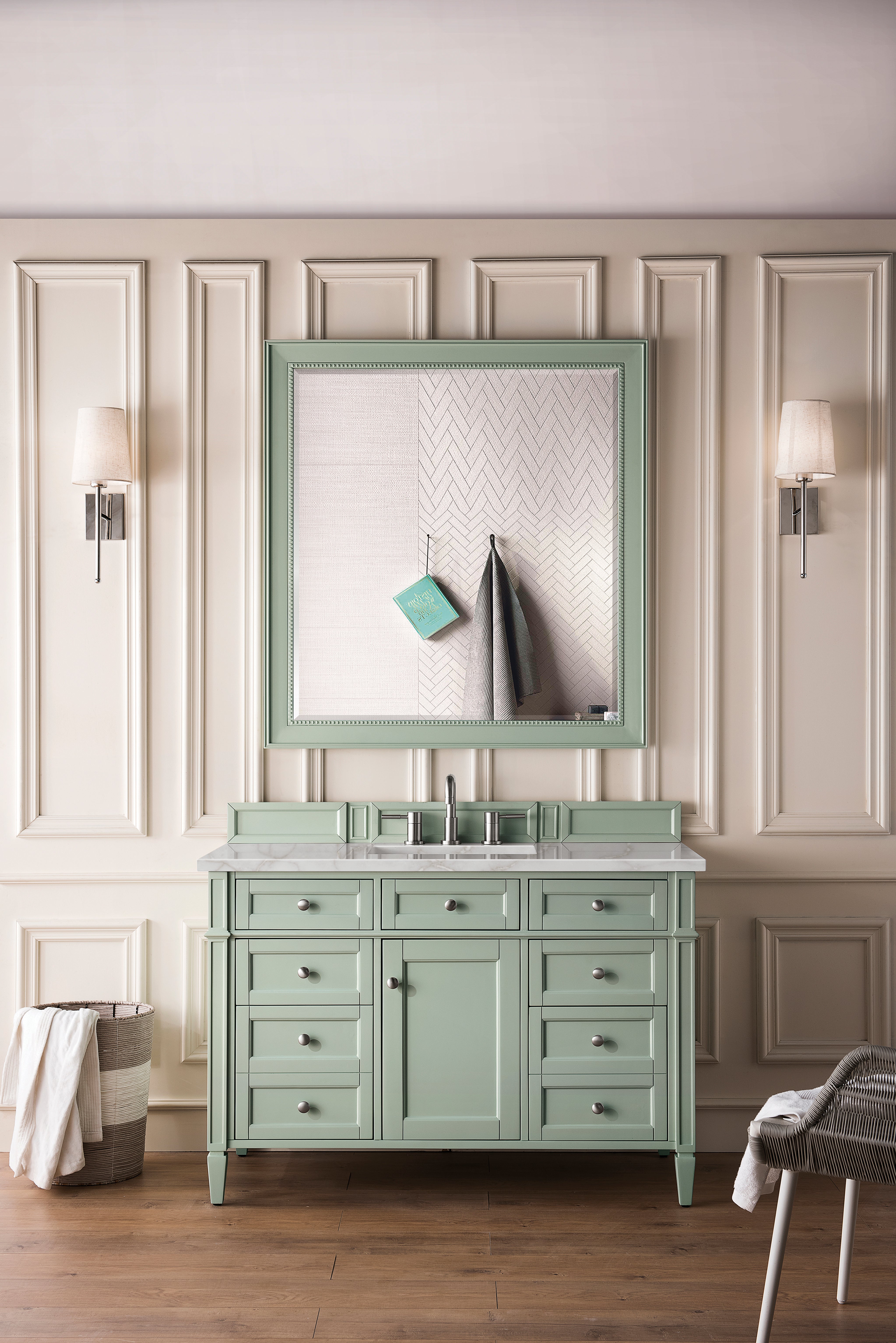 James Martin Brittany 48" Single Vanity in Sage Green with 3cm Countertop