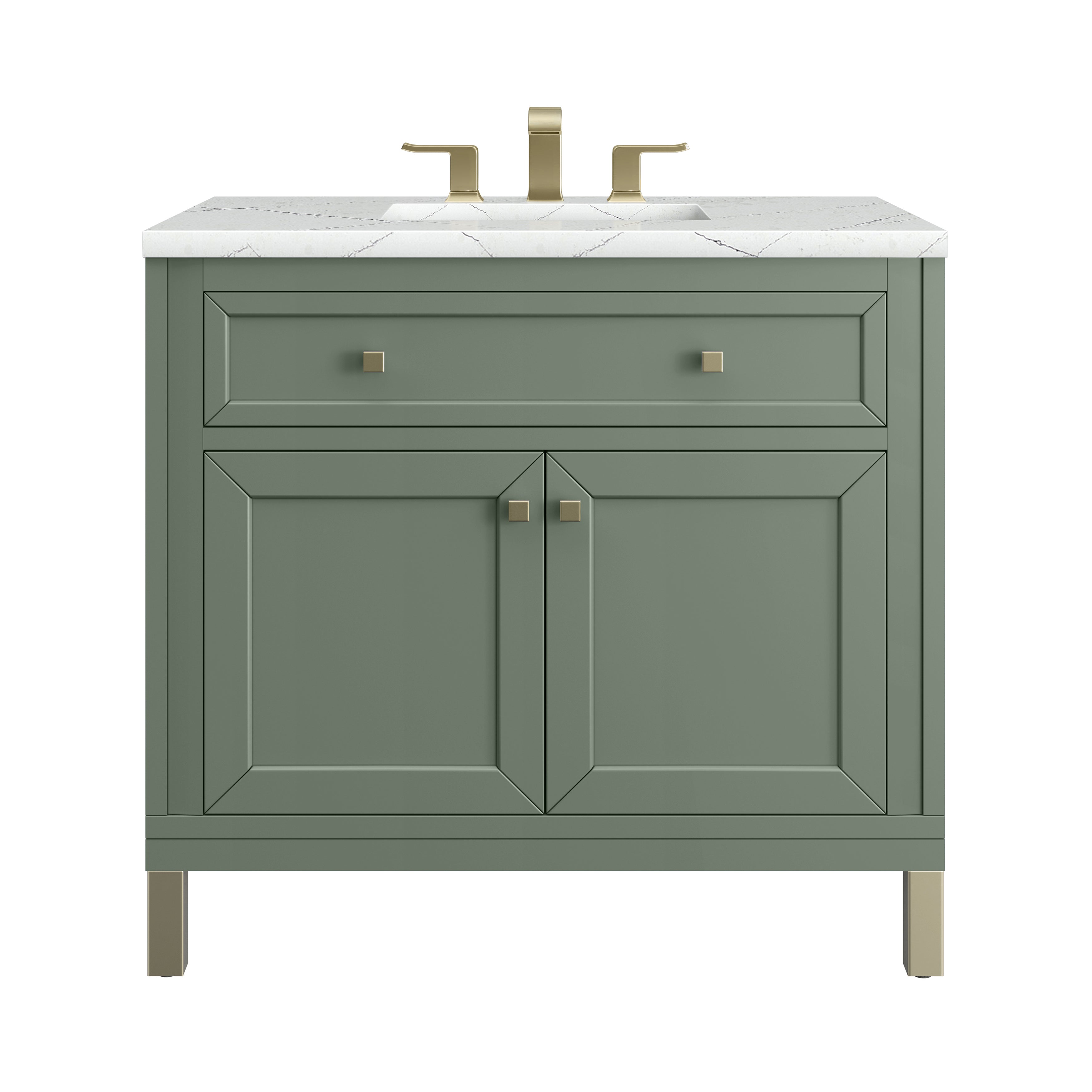 James Martin Chicago 36" Single Vanity in Smokey Celadon with 3cm Countertop