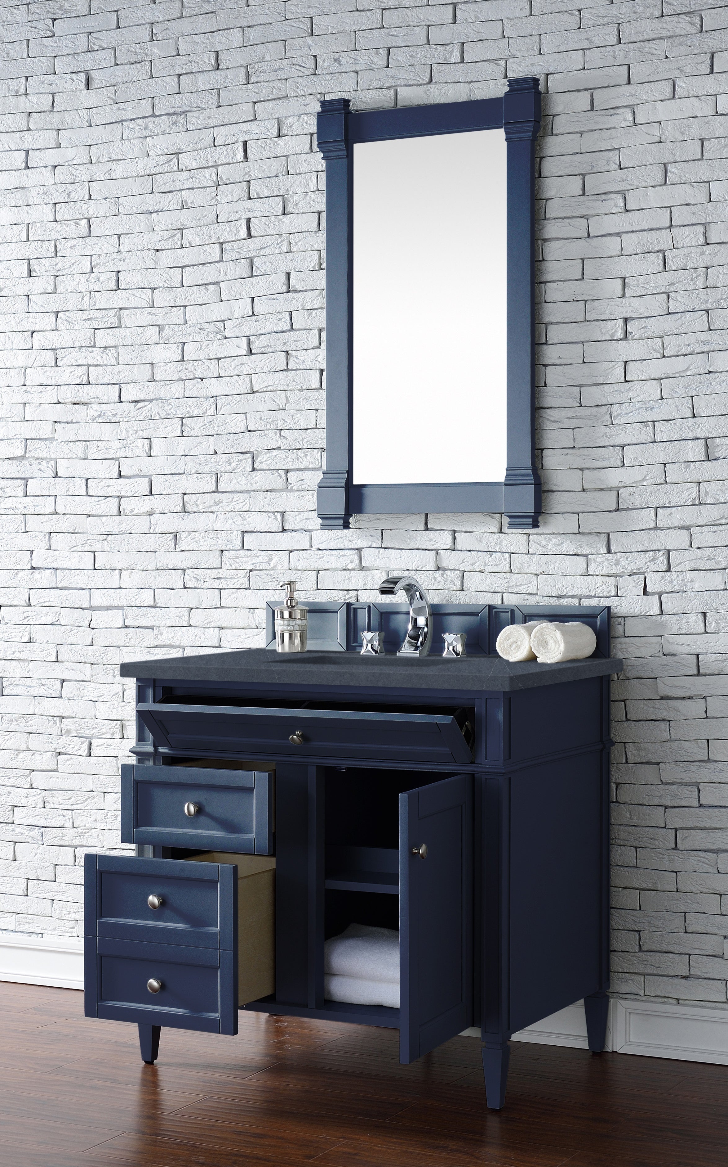 James Martin Brittany 36" Single Vanity in Victory Bleu with 3cm Countertop
