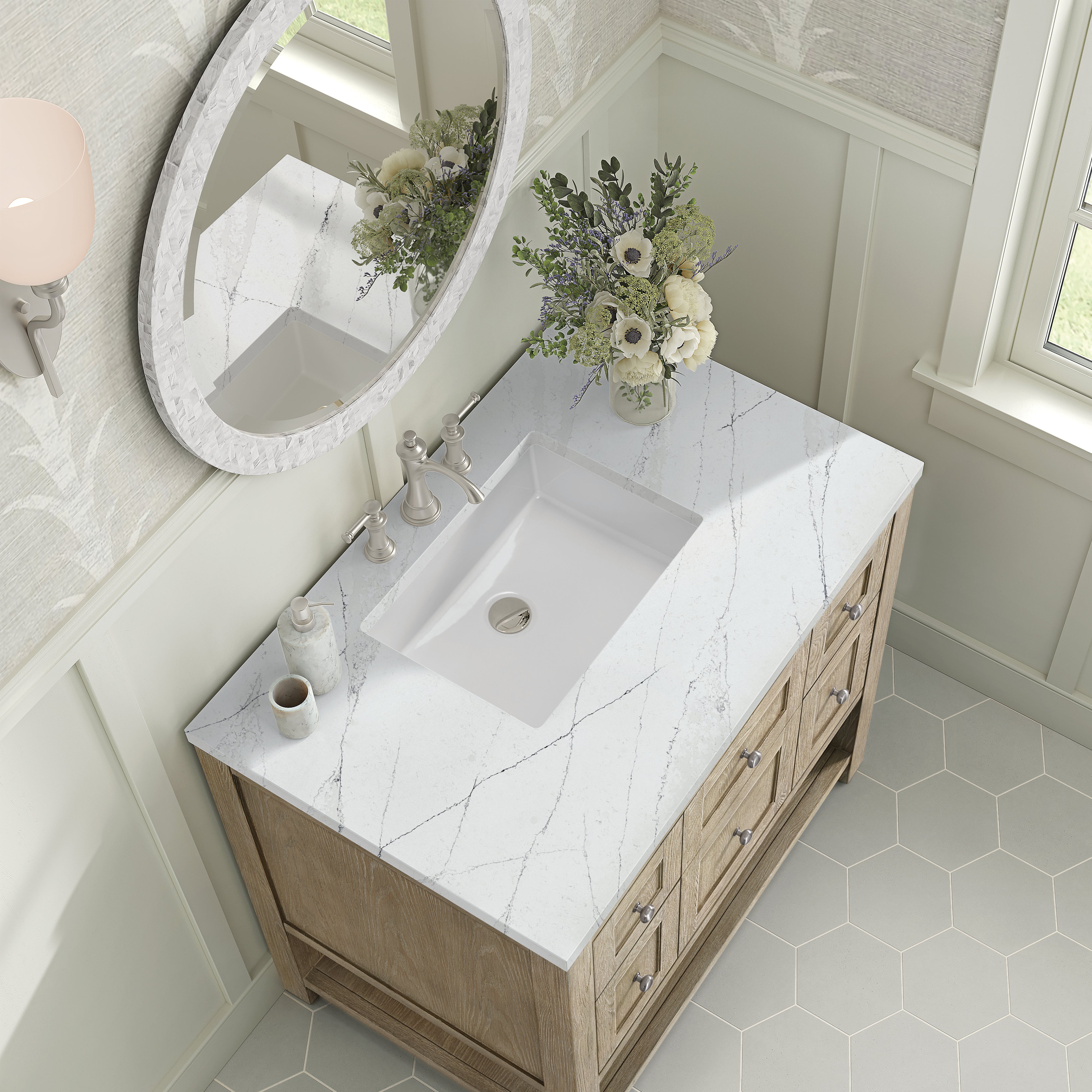 James Martin Breckenridge 36" Single in Whitewashed Oak with 3cm Countertop