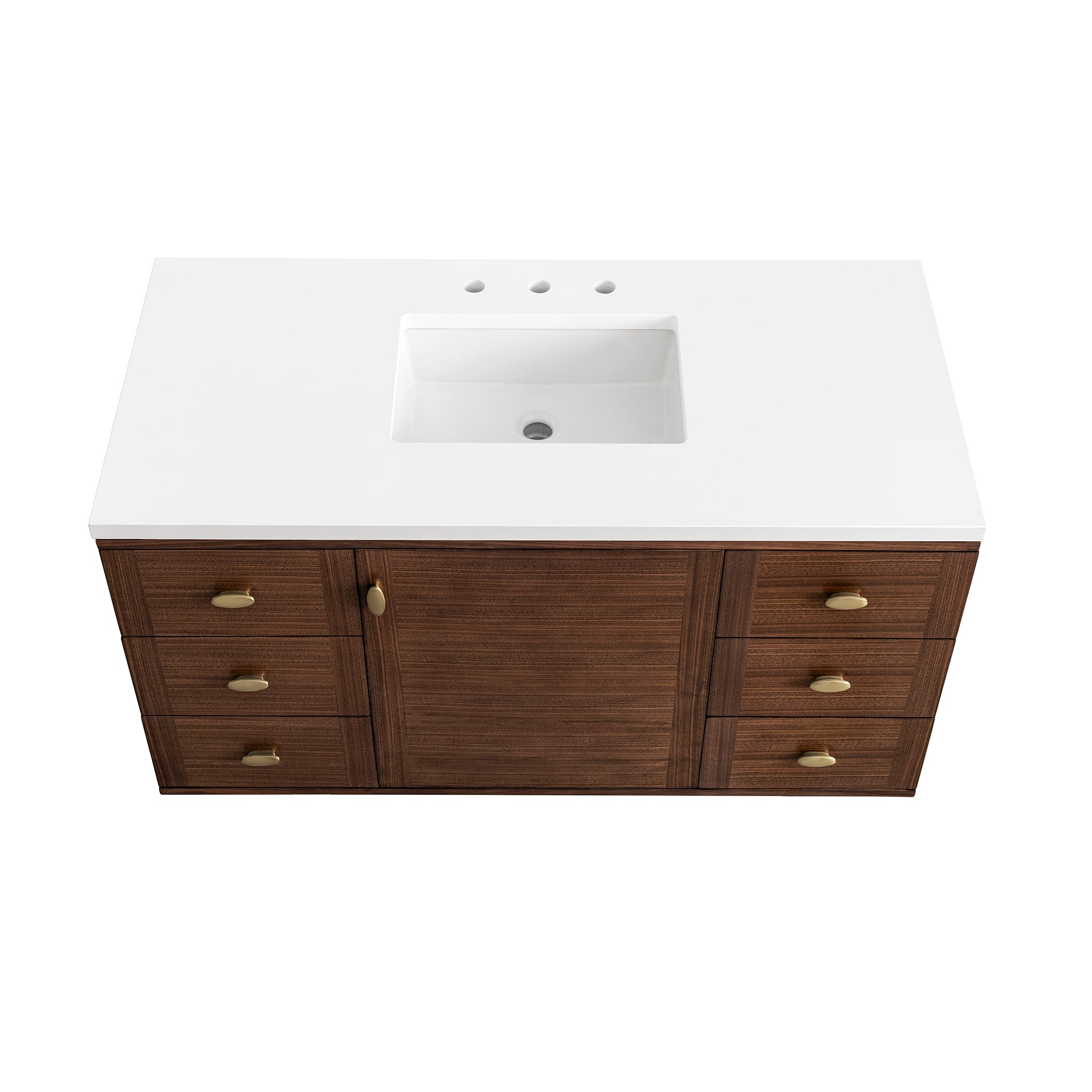 James Martin Amberly 48" Single Vanity in Mid-Century Walnut with 3cm Countertop