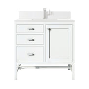 James Martin Addison 36" Single Vanity in Glossy White with 3cm Countertop